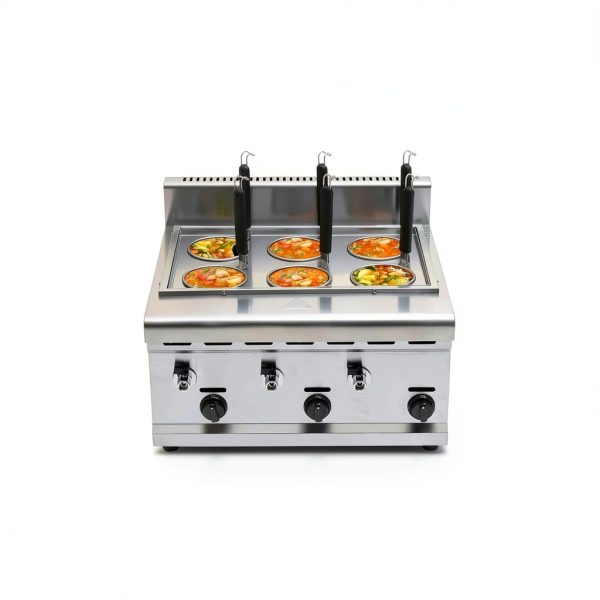 Eapmic Gas 6-Hole Pasta Cooker Commercial LPG with 6 Baskets-2