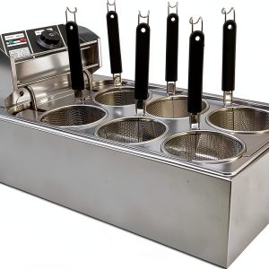 110V Commercial Pasta Cooker 6 Holes 1500W Electric Noodle Cooking Machine, 50-110? Stainless Steel Noodle Cooker Machine for Cafeterias, Restaurants, Food Stalls and More-0