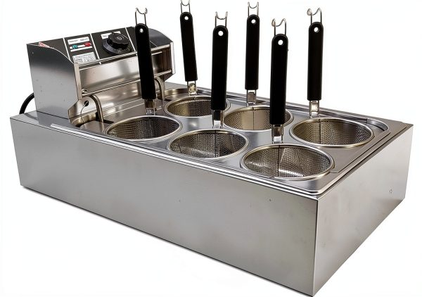 110V Commercial Pasta Cooker 6 Holes 1500W Electric Noodle Cooking Machine, 50-110? Stainless Steel Noodle Cooker Machine for Cafeterias, Restaurants, Food Stalls and More-0
