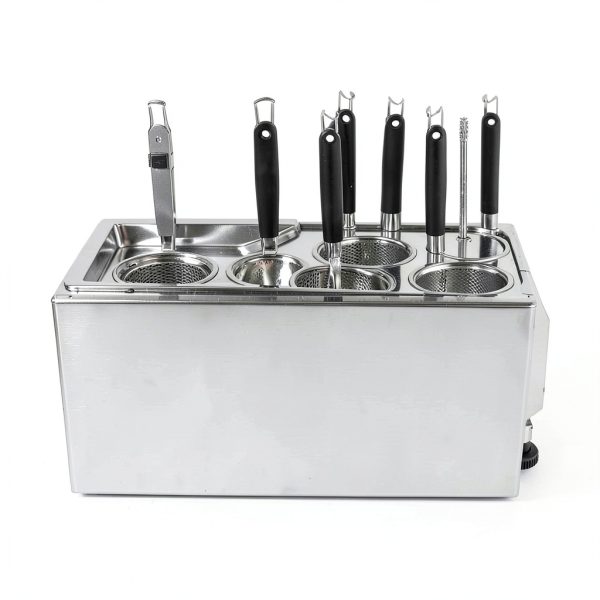 110V Commercial Pasta Cooker 6 Holes 1500W Electric Noodle Cooking Machine, 50-110? Stainless Steel Noodle Cooker Machine for Cafeterias, Restaurants, Food Stalls and More-2