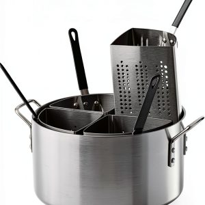 Pasta Pots LJLZXPBUS 20qt Aluminum Cooker with 4 Steel Insert Baskets-0
