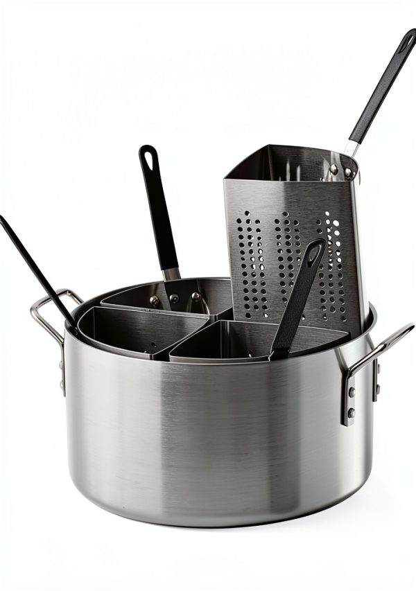 Pasta Pots LJLZXPBUS 20qt Aluminum Cooker with 4 Steel Insert Baskets-0