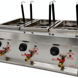 220V 6000W 6 Holes Noodles Cooker Machine Table Top Commercial Electric Pasta Cooker Pasta Cooking Tool with 6 Noodle Filter NO Plug-0