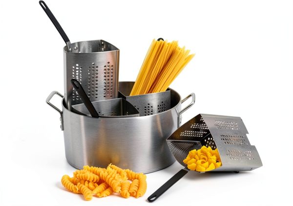 Pasta Pots LJLZXPBUS 20qt Aluminum Cooker with 4 Steel Insert Baskets-1