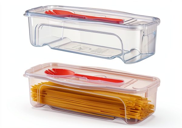 Stackable Microwave Pasta Cooker 2PCS Strainer Lid and Fork BPA Free-2