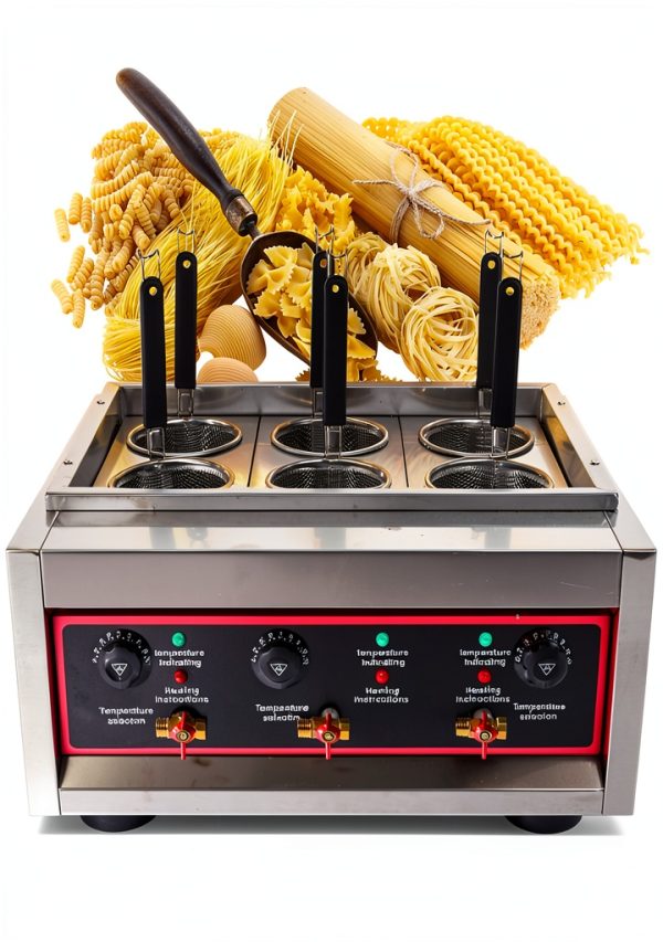 220V Commercial Pasta Cooker with 6 Noodle Filter Electric Pasta Cooking Machine Multifunctional Pasta Warmer Noodles Cooker 6KW for Cooking Dumplings NoodlesVegetables 30-110℃-0