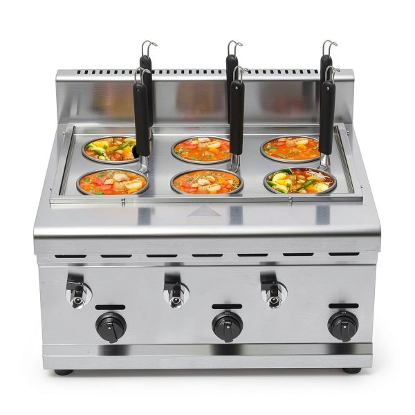 Commercial Pasta Cooker HinLIaDa 6-Hole Steel Gas Noodle Maker-0