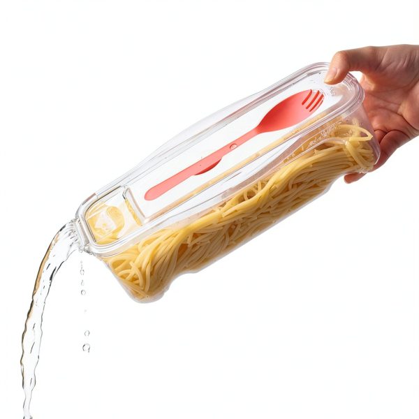 Microwave Pasta Cooker sdybjml 2-Piece Stackable Set White Plastic-4