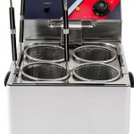 Electric Noodle Cooker 4 Holes Cooking Machine, Stainless Steel Electric Pasta Cooker with 4 Strainer Baskets, Temperature Adjustable Boiler for Spaghetti Macaroni, Ramen, 110V 3.5KW US plug-0