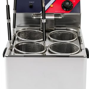 Electric Noodle Cooker 4 Holes Cooking Machine, Stainless Steel Electric Pasta Cooker with 4 Strainer Baskets, Temperature Adjustable Boiler for Spaghetti Macaroni, Ramen, 110V 3.5KW US plug-0