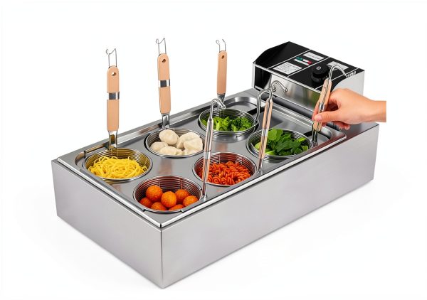 Commercial Electric Pasta Cooker with 6 Baskets, Stainless Steel,-4