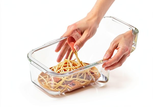 Stackable Microwave Pasta Cooker 2PCS Strainer Lid and Fork BPA Free-5