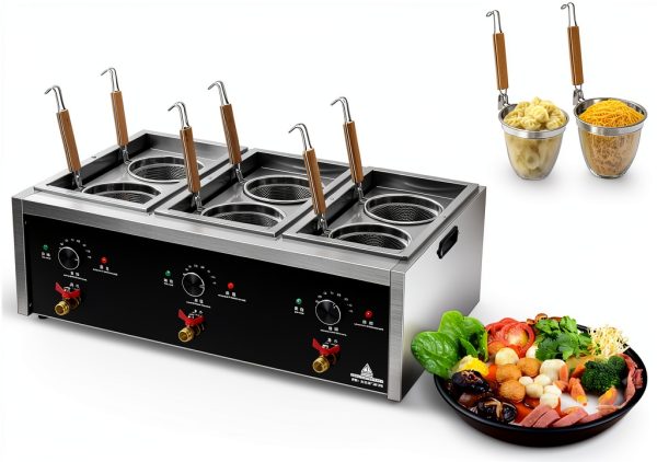 Koalalko Commercial Pasta Cooker Stainless 3 Tank 6 Strainers-0