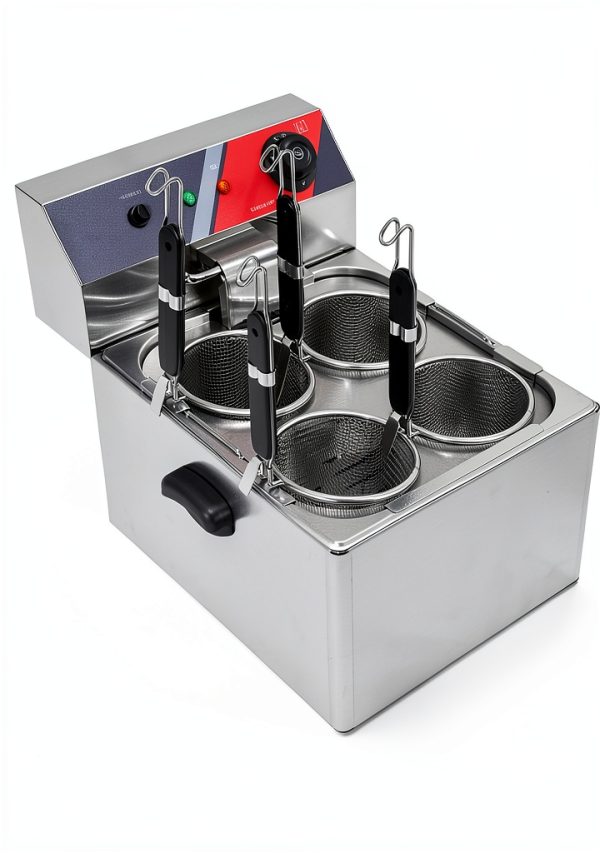 Electric Noodle Cooker 4 Holes Cooking Machine, Stainless Steel Electric Pasta Cooker with 4 Strainer Baskets, Temperature Adjustable Boiler for Spaghetti Macaroni, Ramen, 110V 3.5KW US plug-2