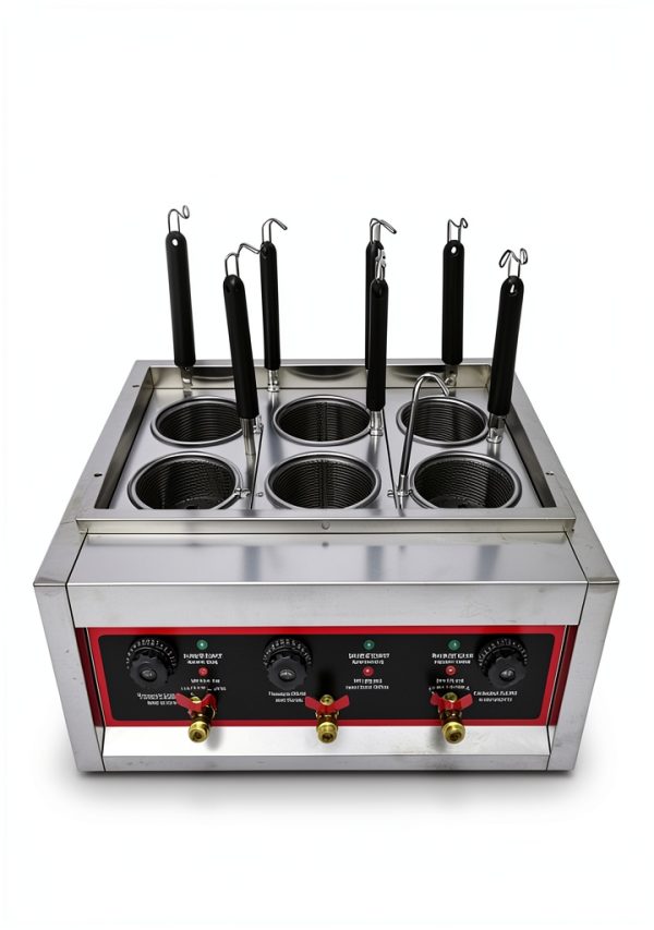 220V Commercial Pasta Cooker with 6 Noodle Filter Electric Pasta Cooking Machine Multifunctional Pasta Warmer Noodles Cooker 6KW for Cooking Dumplings NoodlesVegetables 30-110℃-2