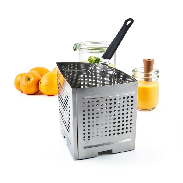 5 Quart Pasta Strainer Basket Insert with Mesh Deep Perforated Stainless Steel Blanching Basket for Boiling Noodles and Vegetables-2