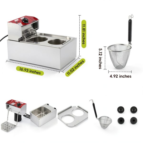 JIAWANSHUN Commercial Pasta Cooker with Adjustable Temp, Stainless-4