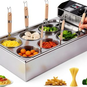 Commercial Electric Pasta Cooker with 6 Baskets, Stainless Steel,-0