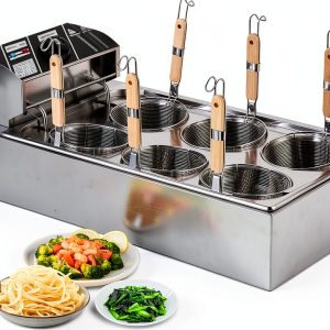 Commercial Pasta Cooker JIAWANSHUN 6‑Basket Steel 110V Adjustable Temp-0