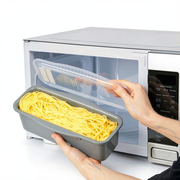 Perfect Life Ideas Microwave Pasta Cooker with Strainer Lid - No-Mess-5