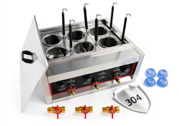 220V Commercial Pasta Cooker with 6 Noodle Filter Electric Pasta Cooking Machine Multifunctional Pasta Warmer Noodles Cooker 6KW for Cooking Dumplings NoodlesVegetables 30-110℃-3