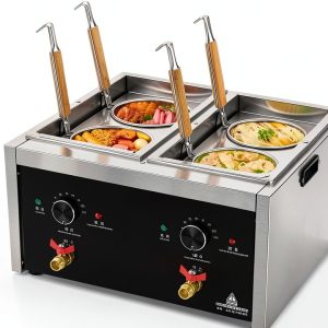 Commercial Pasta Cooker with drain valve 2 Independent Tank 4 Pasta Strainer Noodle Cooking Machine Pasta Makers Boiler Temperature Adjustable Boiler For Spaghetti Ramen 110V US plug-0