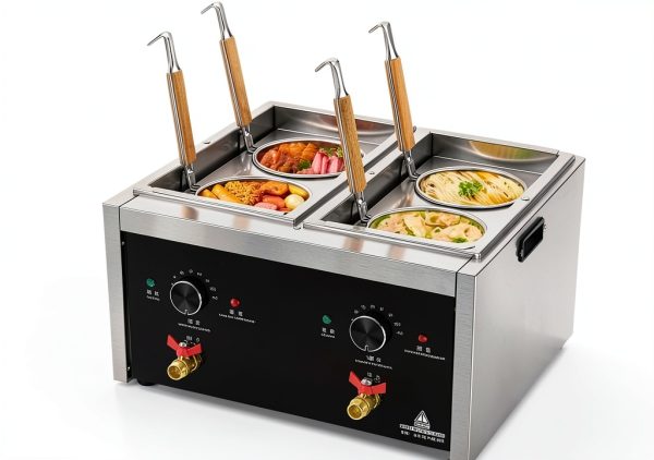 Commercial Pasta Cooker with drain valve 2 Independent Tank 4 Pasta Strainer Noodle Cooking Machine Pasta Makers Boiler Temperature Adjustable Boiler For Spaghetti Ramen 110V US plug-0