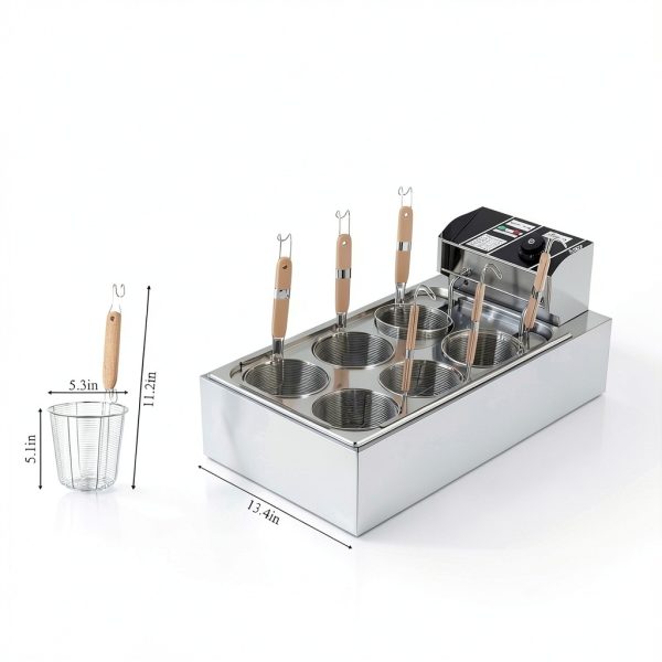 Commercial Electric Pasta Cooker with 6 Baskets, Stainless Steel,-1